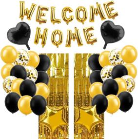 img 4 attached to 🎈 Набор баннеров из шаров Ultimate Lnlofen Welcome Home: 39 штук золотых шаров с надписью Welcome Home, фольгированные занавески и многое другое для невероятного семейного вечеринки!