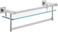🚿 kes bathroom glass shelf with towel bar and rail - 19.6" x 5.9" sus304 stainless steel, brushed finish, heavy-duty rustproof wall mount - a2225-2 logo