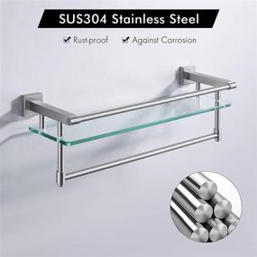 img 1 attached to 🚿 KES Bathroom Glass Shelf with Towel Bar and Rail - 19.6" x 5.9" SUS304 Stainless Steel, Brushed Finish, Heavy-Duty Rustproof Wall Mount - A2225-2