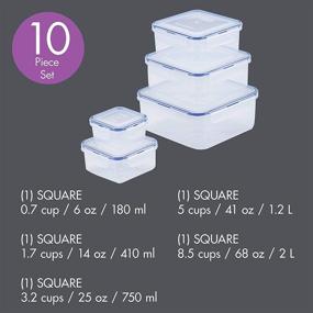 img 3 attached to 🔒 LocknLock Easy Essentials Food Storage Lids/Airtight Containers - Square, Clear (BPA Free, 10 Piece): Organize and Preserve Your Food with Ease