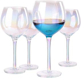 img 4 attached to 🍷 SUNNOW Vastto Iridescent Balloon Crystal Wine Glass 17oz - Perfect for Home Dining, Bar, and Parties - Set of 4