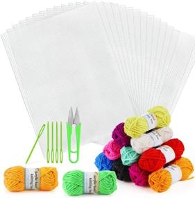 img 4 attached to Complete Pllieay Plastic Canvas Craft Kit with 10 Clear Plastic Canvas Sheets, 12 Vibrant Acrylic Yarn Colors, and Embroidery Tools
