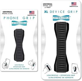 img 4 attached to LoveHandle Duo Grip для смартфона и планшета - черно-белый дизайн полоски, эластичный ремешок с черной основой Оригинальный грип + XL грип