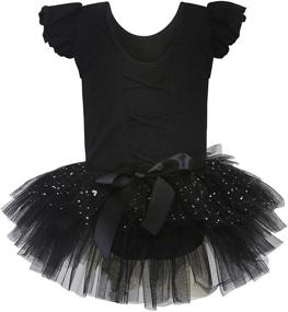 img 3 attached to Sparkling Ruffle Sleeve Ballerina Outfit: MdnMd Glitter Ballet Dance Leotard Tutu for Girls