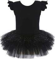 sparkling ruffle sleeve ballerina outfit: mdnmd glitter ballet dance leotard tutu for girls логотип