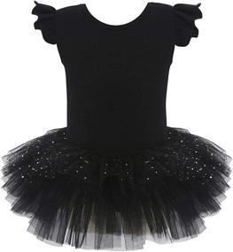 img 4 attached to Sparkling Ruffle Sleeve Ballerina Outfit: MdnMd Glitter Ballet Dance Leotard Tutu for Girls