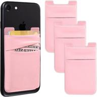 📱 stretchy lycra phone card holder wallet pocket sleeve - pink | 3m adhesive compatible with iphone samsung android logo