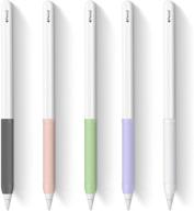 🖍️ 5-pack silicone ipencil grips holder sleeve compatible with apple pencil 1st and 2nd generation - black, green, pink, white, purple logo