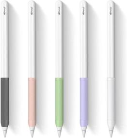 img 4 attached to 🖍️ 5-Pack Silicone iPencil Grips Holder Sleeve Compatible with Apple Pencil 1st and 2nd Generation - Black, Green, Pink, White, Purple