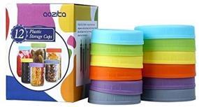 img 3 attached to 🍓 Aozita [12 Pack] Colorful Plastic Lids for Ball, Kerr and More Mason Jars - 6 Regular Mouth &amp; 6 Wide Mouth - Food-Grade Storage Caps for Mason/Canning Jars - Resistant Surface, Anti-Scratch Design