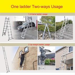 img 3 attached to 🧗 Jiahe 12.5 FT Multi-Purpose Aluminum Telescoping Extension Ladder – Portable Folding A-Frame Ladder with Hinges (12.5ft Straight Line Reach, 6.25ft A-Frame Height)