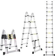 🧗 jiahe 12.5 ft multi-purpose aluminum telescoping extension ladder – portable folding a-frame ladder with hinges (12.5ft straight line reach, 6.25ft a-frame height) logo