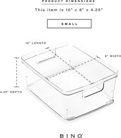 img 2 attached to 📦 BINO Plastic Storage Bins, Small - 4 Pack in THE LUCID COLLECTION: Multi-Purpose Organizer Bins with Convenient Handles, BPA-Free Material. Ideal for Pantry, Home, Fridge & Freezer Organization.