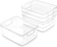 📦 bino plastic storage bins, small - 4 pack in the lucid collection: multi-purpose organizer bins with convenient handles, bpa-free material. ideal for pantry, home, fridge & freezer organization. логотип