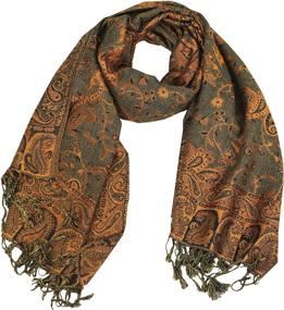 img 1 attached to 🍑 Peach Couture Reversible Paisley Pashmina Shawl Wrap Scarf: Stylish Elegance for Any Occasion
