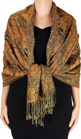 img 2 attached to 🍑 Peach Couture Reversible Paisley Pashmina Shawl Wrap Scarf: Stylish Elegance for Any Occasion