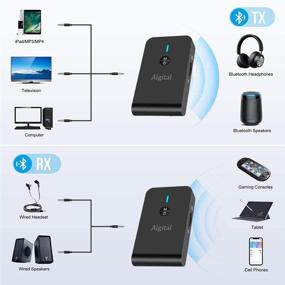 img 3 attached to 🔌 Беспроводной Bluetooth 5.0 Трансмиттер и приемник для телевизора - 2 в 1 аудио адаптер с низкой задержкой Apt-X, 8 часов потоковой передачи, громкой связью, A2DP - Включает 3.5 мм джек для прослушивания музыки в автомобиле или домашней стереосистеме.