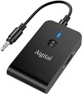 🔌 wireless bluetooth 5.0 transmitter and receiver for tv - 2-in-1 audio adapter with apt-x low latency, 8 hours of streaming, hands-free call, a2dp - includes 3.5mm jack for music enjoyment in car or home stereo system logo