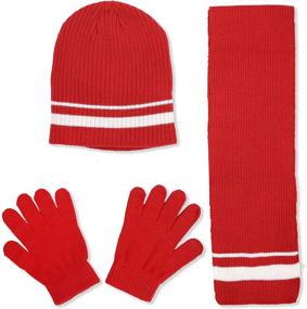 img 3 attached to Stripe Ribbed Scarf Glove Black Boys' Accessories