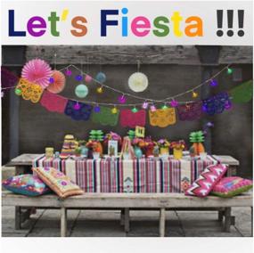 img 1 attached to 🎉 Felt Papel Picado Banner & Fun LED String Lights - Vibrant Mexican Fiesta Party Decorations for Cinco De Mayo, Taco Bout Tuesday, Birthday, Engagement Supplies