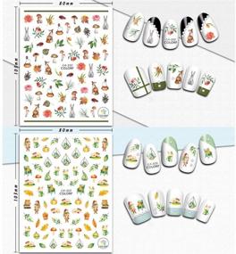 img 1 attached to 🍁 Kalolary Autumn Fall Nail Art Stickers - 12 Sheets Maple Leaves Decals, 3D Nail Stickers with Harvest Pumpkin, Sunflower, Squirrel Designs for Women, Girls, Kids - DIY Nail Design