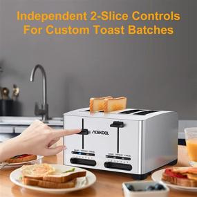 img 1 attached to 🍞 4-Slice Stainless Steel Toaster - Bagel, Cancel, & Defrost Functions, Dual Control, 1.6 inch Extra-Wide Slot, 7 Toasting Levels - Removable Crumb Trays & Warming Rack - 1500W TA1