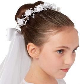 img 2 attached to Rhinestone Center Floral Communion Flower Girls' Accessories