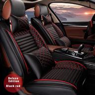 🚗 surekit custom car seat cover for jaguar e-pace f-pace i-pace xe xf xfr xj6 xj8 xjl xk xk8 xkr 5-seat car seat cushion cover full set premium needlework pu leather luxury set (black & red) logo