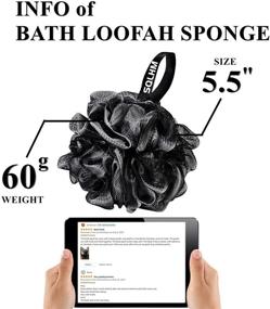 img 2 attached to Men's Carbon Fiber Loofah Sponge Set + 2 Shower Loofahs, 1 Long Handled Bath Sponge, and Metal Hook for Women & Men