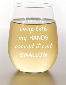 img 2 attached to 🍷 I Love to Wrap Both My Hands Around It and Swallow" Stemless Wine Glass: Hilarious Women's Gag Gift