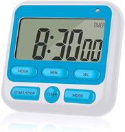 ⏲️ enhanced digital kitchen timer: on/off switch, 12/24 hour clock, silent counters for cooking games, teachers, office - large lcd display, loud alarm + strong magnet (blue) logo