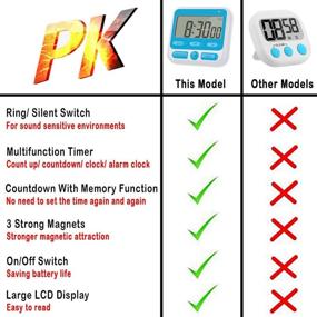img 1 attached to ⏲️ Enhanced Digital Kitchen Timer: ON/Off Switch, 12/24 Hour Clock, Silent Counters for Cooking Games, Teachers, Office - Large LCD Display, Loud Alarm + Strong Magnet (Blue)