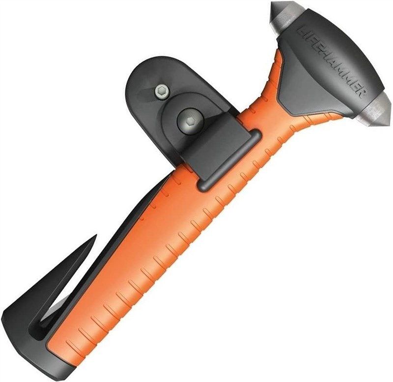 Lifehammer Automotive Safety Hammer, Vehicle Emergency Escape and Rescue  Tool with Seatbelt Cutter, Orange 
