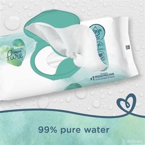 img 2 attached to 💦 Pampers Aqua Pure Sensitive Water Baby Wipes - Hypoallergenic and Unscented, 10X Pop-Top Packs, 560 Count (Packaging May Vary)