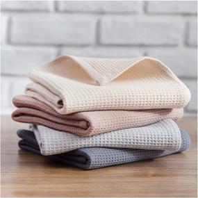 img 1 attached to 🧽 PY HOME & SPORTS 100% Cotton Waffle Weave Dish Towels Set - Super Absorbent Kitchen Hand Cloths for Drying and Cleaning (4 Pieces, 17 x 25 Inches)