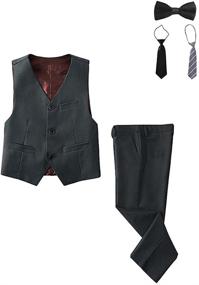 img 4 attached to Stylish SaiLiiny Boys 5 Piece Suit Vest Pants Set: Formal Fashion for Young Gentlemen