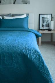 img 3 attached to 🛏️ Mezzati Bedspread Coverlet Set in Stunning Blue - Prestige Collection | Comforter Bedding Cover made of Brushed Microfiber - 3-Piece Quilt Set for King/Cal King, in Stunning Blue
