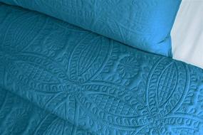 img 1 attached to 🛏️ Mezzati Bedspread Coverlet Set in Stunning Blue - Prestige Collection | Comforter Bedding Cover made of Brushed Microfiber - 3-Piece Quilt Set for King/Cal King, in Stunning Blue