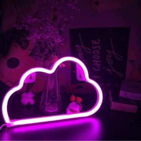 img 1 attached to Neon Cloud Sign Lights - LED Neon Light Wall Decor for Bedroom, Kids Room, Living Room, Bar, Party, Christmas, Wedding - Battery/USB Powered (Pink)