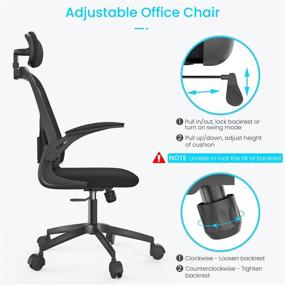 img 1 attached to 🪑 Naspaluro Ergonomic Office Chair: Adjustable, High-Back Computer Chair with Headrest, Lumbar Support, and Breathable Mesh (Black)