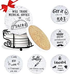 img 4 attached to 🎁 KCT Store Nurse Gifts - Funny Absorbent Ceramic Coasters with Cork Base - Nurse Gifts for Women or Men - Holder Included