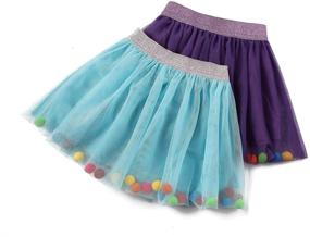 img 1 attached to 🎀 DaniChins Girl's Tutu Skirt: Layered Tulle Princess Skirt with Pom Pom Puff Balls for Little Girls - Adorable and Stylish!