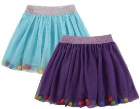 img 4 attached to 🎀 DaniChins Girl's Tutu Skirt: Layered Tulle Princess Skirt with Pom Pom Puff Balls for Little Girls - Adorable and Stylish!