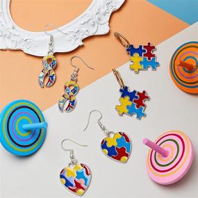 img 1 attached to 🧩 Set of 24 Autism Awareness Enamel Charms: Ribbon, Heart, Square, and Puzzle Shape Charms for Crafting Jewelry, Necklaces, Bracelets, Keychains, DIY Crafts, and Decorations