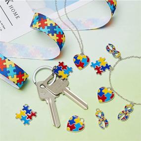 img 2 attached to 🧩 Set of 24 Autism Awareness Enamel Charms: Ribbon, Heart, Square, and Puzzle Shape Charms for Crafting Jewelry, Necklaces, Bracelets, Keychains, DIY Crafts, and Decorations