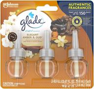 🕯️ запасы ароматизатора glade plugins - изысканный амбр и уд для дома и ванной комнаты - 2.01 унции, 3 штуки. логотип