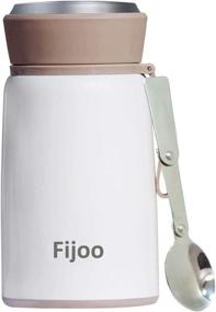 img 4 attached to Top-rated 27 OZ Stainless Steel Soup Thermos Food Jar + Folding Spoon - Triple Wall Vacuum Insulated - Hot Soup & Cold Meals Storage Container Jar - Perfect for Kid's School Lunch, No Leaks, BPA Free (White / 800 ML)