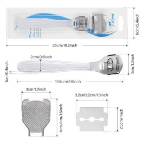 img 3 attached to 🦶 Foot Care Tools Set - Includes 2 Callus Shaver Sets with 2 Callus Shavers, 2 Foot File Heads, and 20 Replacement Blades - White - Hard Skin Remover for Hands and Feet