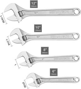 img 3 attached to Набор гаечных ключей DURATECH, 4 штуки, с регулируемыми челюстями, прочная рукоятка, 6 дюймов, 8 дюймов, 10 дюймов, 12 дюймов, выкованный из Cr-V, покрытие хромом, маркировка в дюймах и метрической шкале, удобный рулонный чехол.