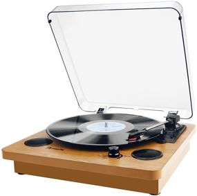 img 4 attached to 🎶 Portable Bluetooth Vinyl Record Player with Speaker - Popsky 3-Speed Turntable, Vinyl-to-MP3 Recording, 3.5mm AUX, RCA, and Headphone Jack
